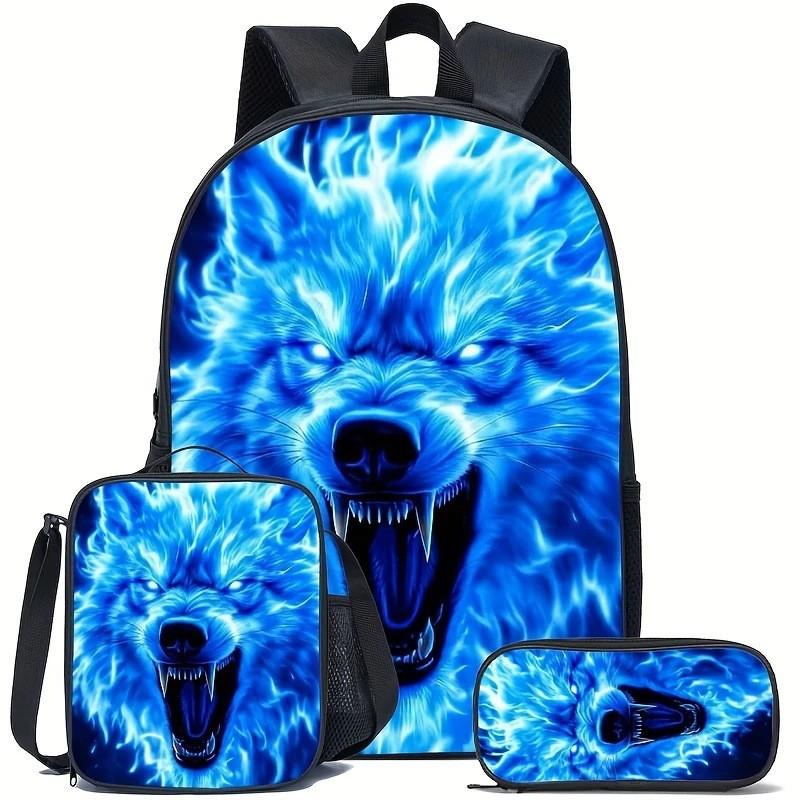 Cartoon Print Kids School Backpack Elementary Students - Large Capacity Lightweight Oxford Fabric Daypack With Pencil Case