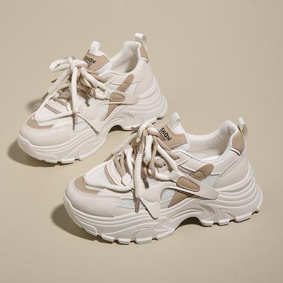 Кроссовки CRLAYDK для женщин, модные, на платформе, на танкетке, на шнуровке, повседневные, для папы, сетчатые, дышащие, нескользящие, для ходьбы, шопинга, тенниса