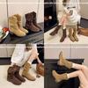 Height Increase 8 Martin Boots Women's Autumn Models Medium Tube Thin Small Man Piled Up Pleated Versatile Retro Women's Boots Short Boots