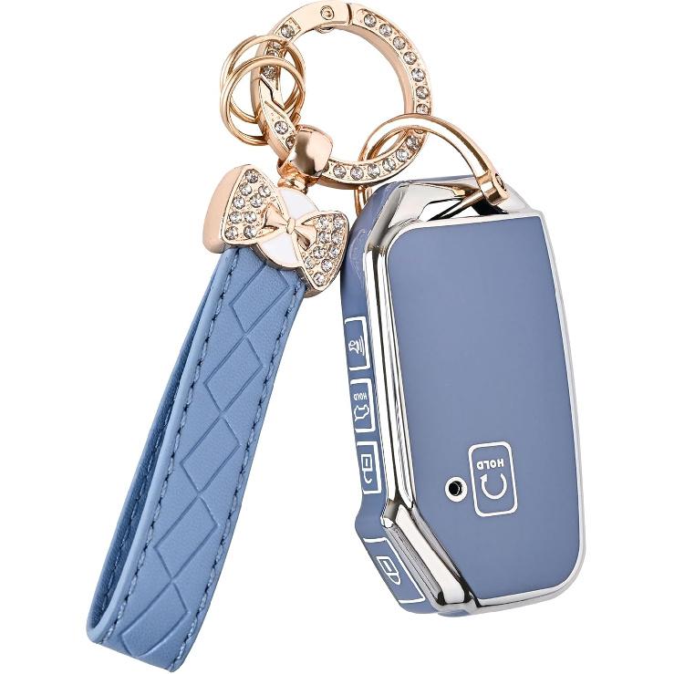For Kia Key Fob Cover - 5 Button TPU Car Key Case Shell Protector With Keychain Fit For Kia K5, Forte, Sportage, Soul, Seltos, Telluride, Sorento,