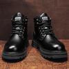 Мужские мотоциклетные ботинки в британском стиле, толстые подошвы, шнуровка, мужские базовые ботинки по щиколотку, нескользящая обувь для отдыха и прогулок, обувь из натуральной кожи
