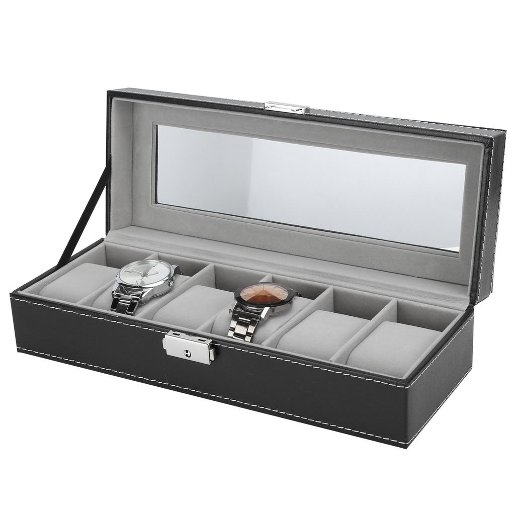 Watch Box Organizer Dislpay Delicate 6 Grids Luxury Case Jewelry Display Storage Case