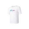 Li Ning Badminton Series Logo Print Quick-Dry Cool Short Sleeve Drop Shoulder T-Shirt Unisex T-Shirts Standard-White AHSU469-2