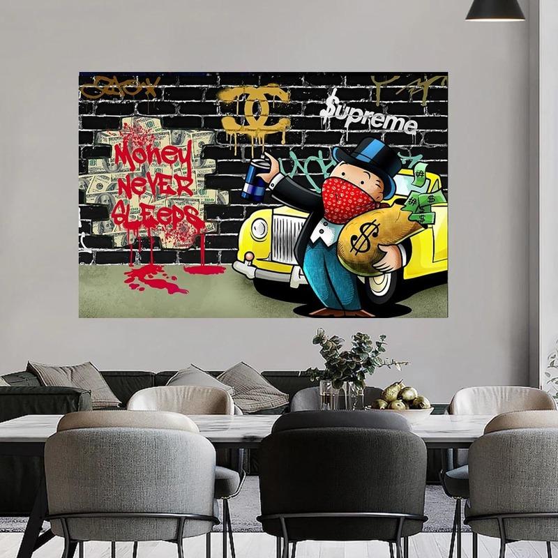 Холст Художественный постер «Деньги, бессонница и эстамп», фразы для вдохновения, холст на стене