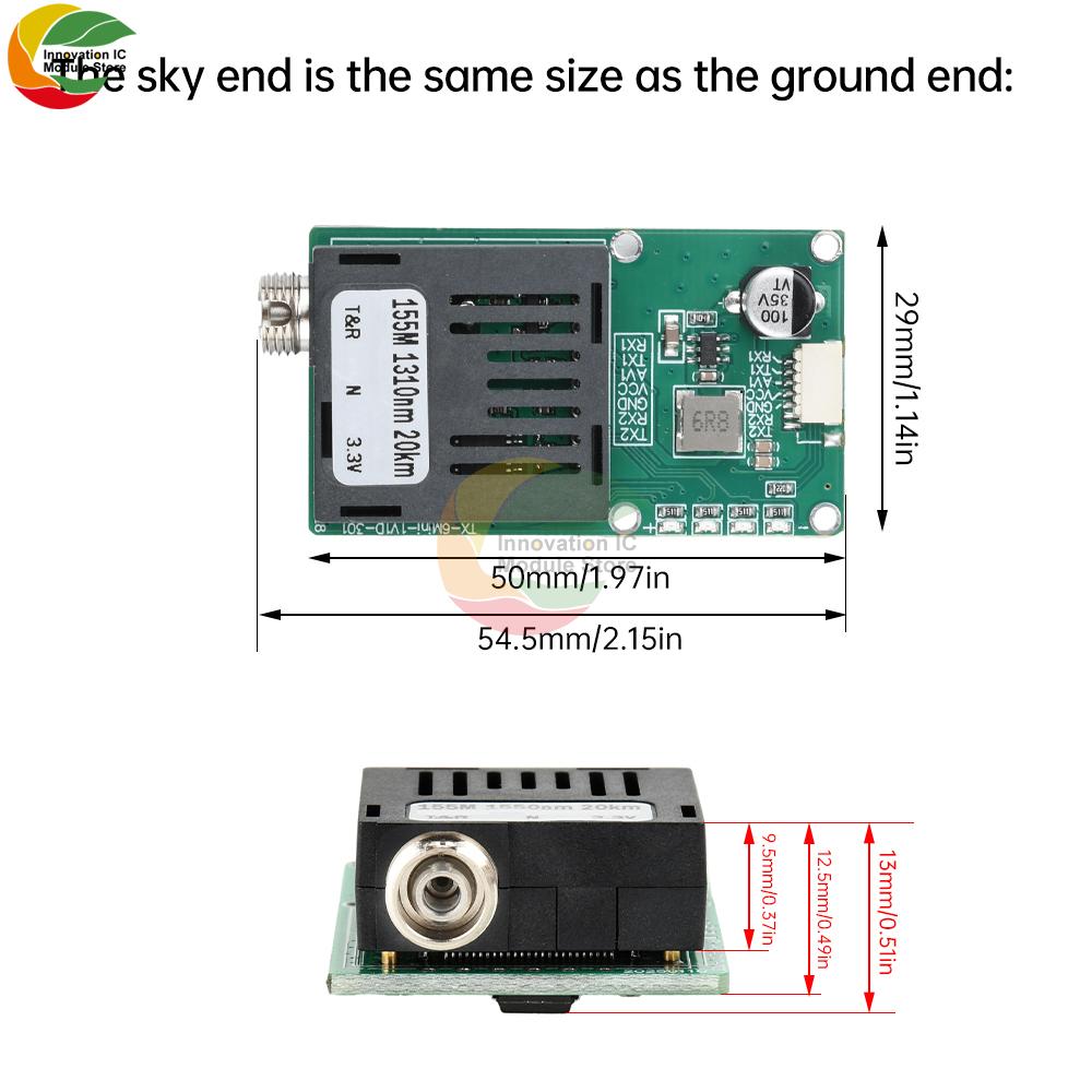 Sky/Earth TTL Optical Transceiver Module DC 5.5-26V FC RX/TX/AV/VCC/GND Interface for Drones TTL to Fiber Optic Module