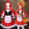 Little Red Riding Hood Girl Cosplay Costume Tutu Hooded Cloak Newborn Romper Dress Christmas Party Kids Girl Dress For 3-8 Year