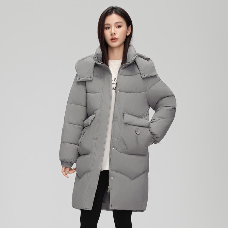 Down Cotton-padded Women's Medium and Long 2025 New Fashion Angola Red Thickened Winter Cotton-padded Women's Coat