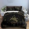 Gold Koi Fish Design on Black Bedding Set Bedding set (1 duvet cover, 2 pillowcases, duvet not included)