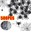 500 шт. Черный мини-паук, дом с привидениями, паутина, сделай сам, бар, украшения для вечеринки, имитация, сложная игрушка, декор на Хэллоуин