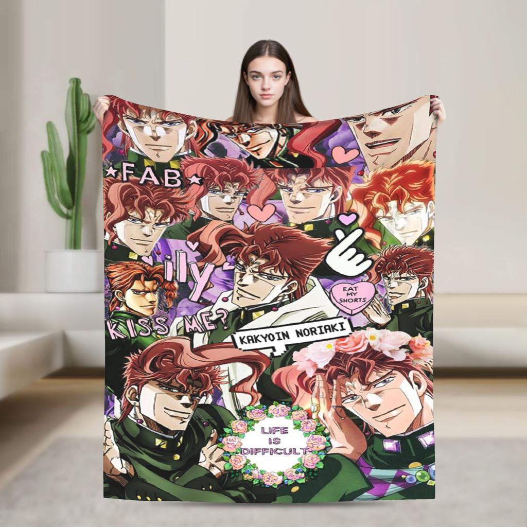 Вязаный плед JoJo's Bizarre Adventure, фланелевый плед с аниме-принтом, домашний декор для дивана, мягкое теплое покрывало