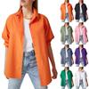 Women's Fashionable Loose Fitting Long Sleeved Button Up Casual Large Shirt