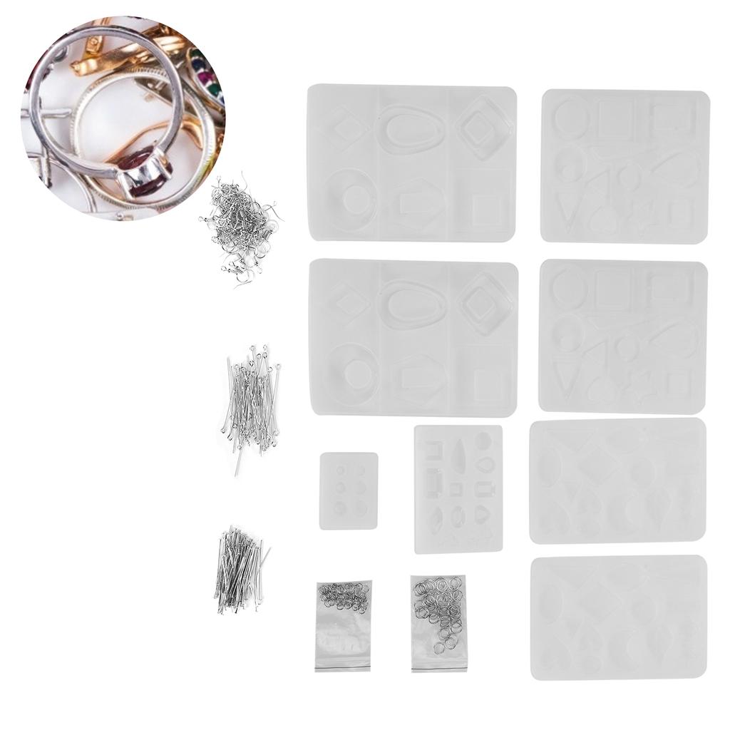 Silicone Casting Molds Tools Open Eye Pins Rings Set for Jewelry Pendant DIY Craft Making