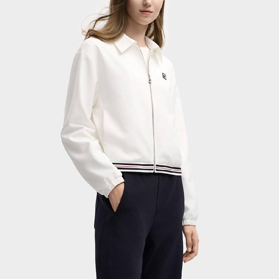 Fila Heritage Fw25 Логотип бренда Мода Повседневный Вязаный Поло с длинным рукавом Куртка Женские куртки F11W548709F-WT