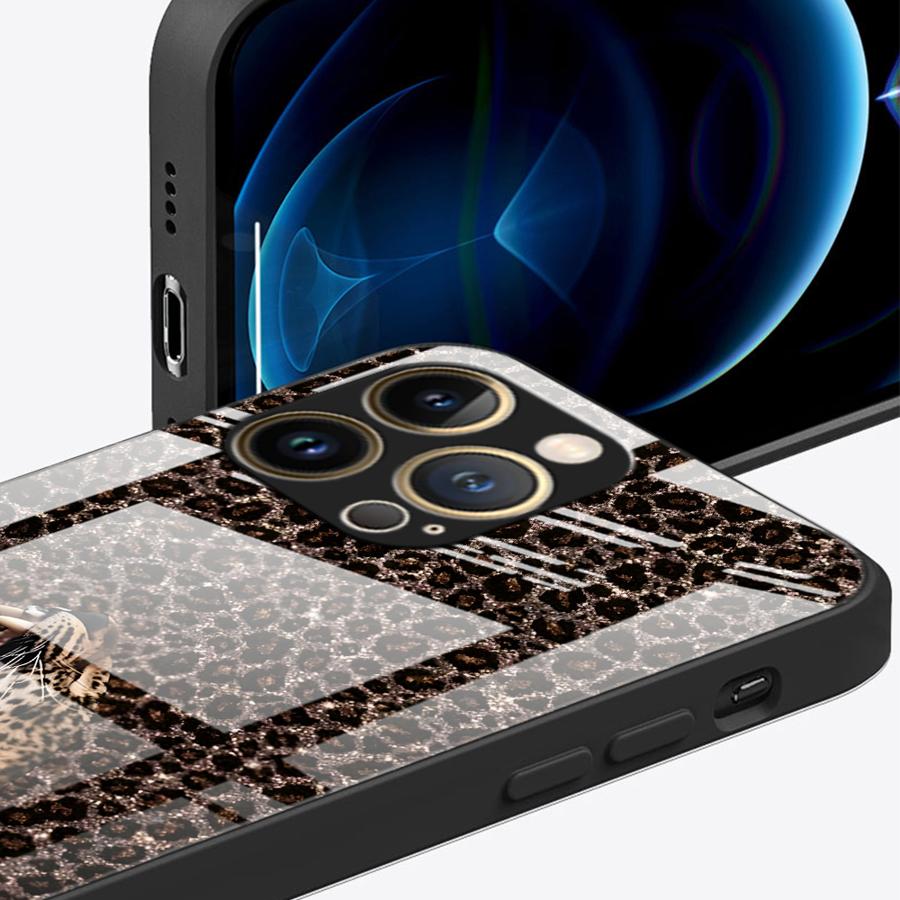 Стеклянный чехол для телефона для iPhone 17 Pro Max 8 15 Plus 11 Air 14 16 12 XR 13 Леопардовый принт Леопард