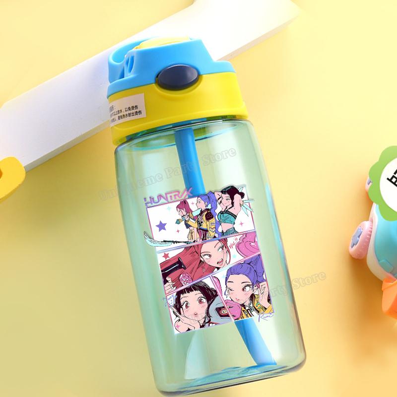 KPop Охотники на демонов Детская бутылка для воды Для улицы Спорт Зои Мира Руми Девочка Стакан с трубочкой Портативная Пластиковая бутылка для напитков Подарок на день рождения