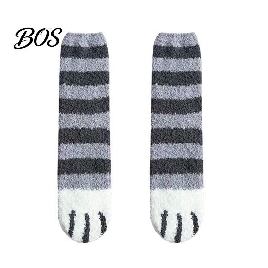 Thermal Sleeping Socks Cute Cat Paw for Women, Winter Fuzzy Socks, Cozy Soft Plush Essential Autumn Animal Slipper Warm Coral Fleece Velvet Bed