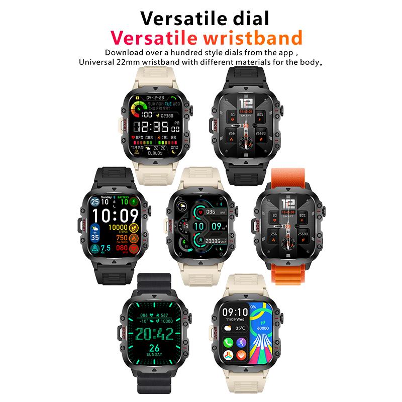 Новые умные часы с экраном 1,96 дюйма, 420 мАч, Bluetooth-часы с голосовым помощником, спортивные часы для фитнеса, водонепроницаемые умные часы для мужчин