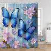 Luxury Gold White Floral Shower Curtain Rose Butterfly Cherry Blossom Modern Art Flower Polyester Fabric Bathroom Curtains Decor