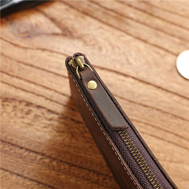 Crazy Horse Leather Handmade Wallet Retro Small Coin Money Bags Simple Wallets Zipper Pouch Card Holdes