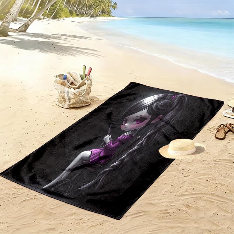 Dark Gothic Girl 2D Flat Print Beach Towel, Large Soft Quick Dry Towel for Beach Camping Swimming.MSTJ0918246
