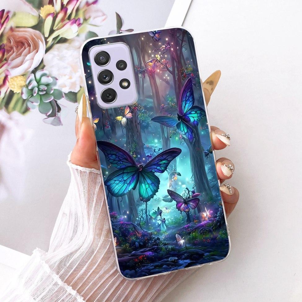 Прозрачный чехол для Samsung Galaxy A72 4G Милые модные цветы Забавный расписной корпус для Samsung A72 4G SM-A725M SM-A725F Чехол