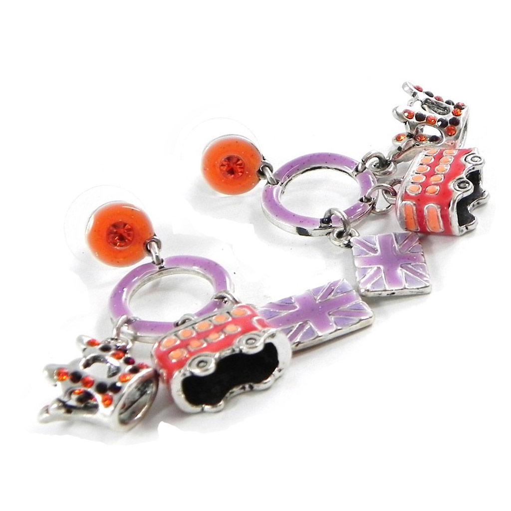 NOA [H8930] — Дизайнерские серьги «So British», розово-фиолетовые.