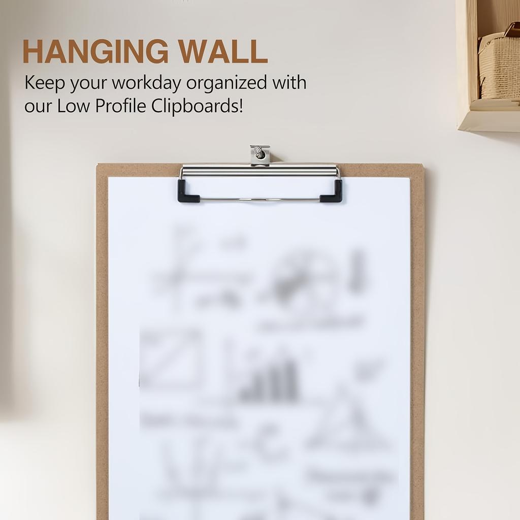 Low Profile A5 Wood Fiber Clipboard with Hanging Loop | Ideal for Home, Office, or Classroom Use, Writing Board, Cardboard