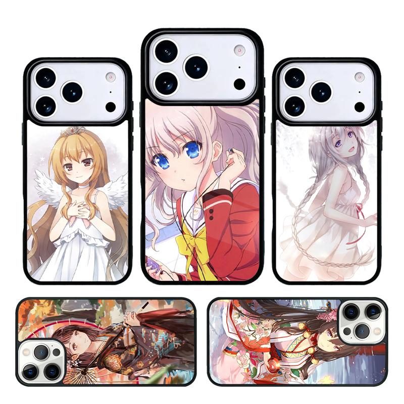 Cute Kawaii Japanese Girl Manga Phone Case Cover for IPhone 11 12 13 14 15 16e 17 Pro Max Coque for IPhone 17 Air