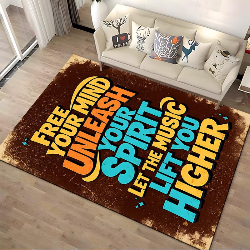 "Colorful Motivational Carpet with Music and Inspirational Quote Design" Suitable for use as an anti-slip for living room bedroom sofas