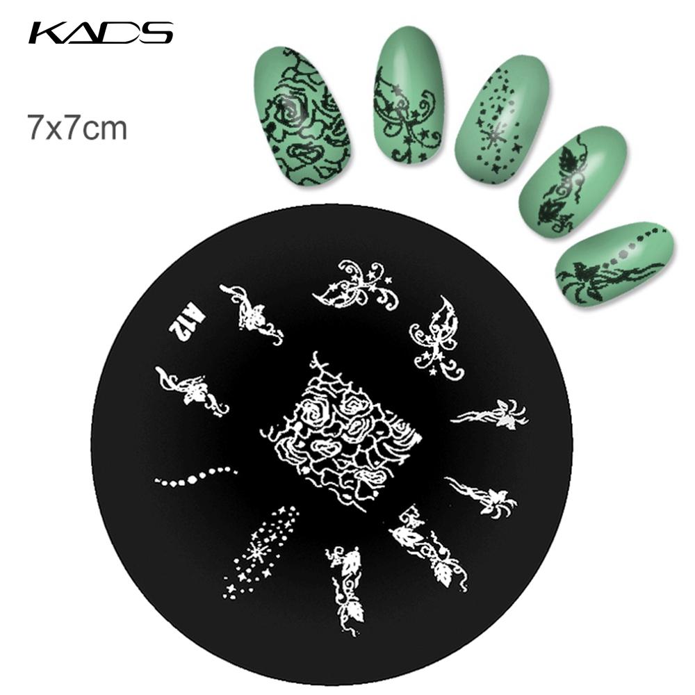 kads 1PC Round Stainless Steel Nail Art Nail Stamping Plates Manicure Stamp DIY for Nail Templates Classic Series Tools