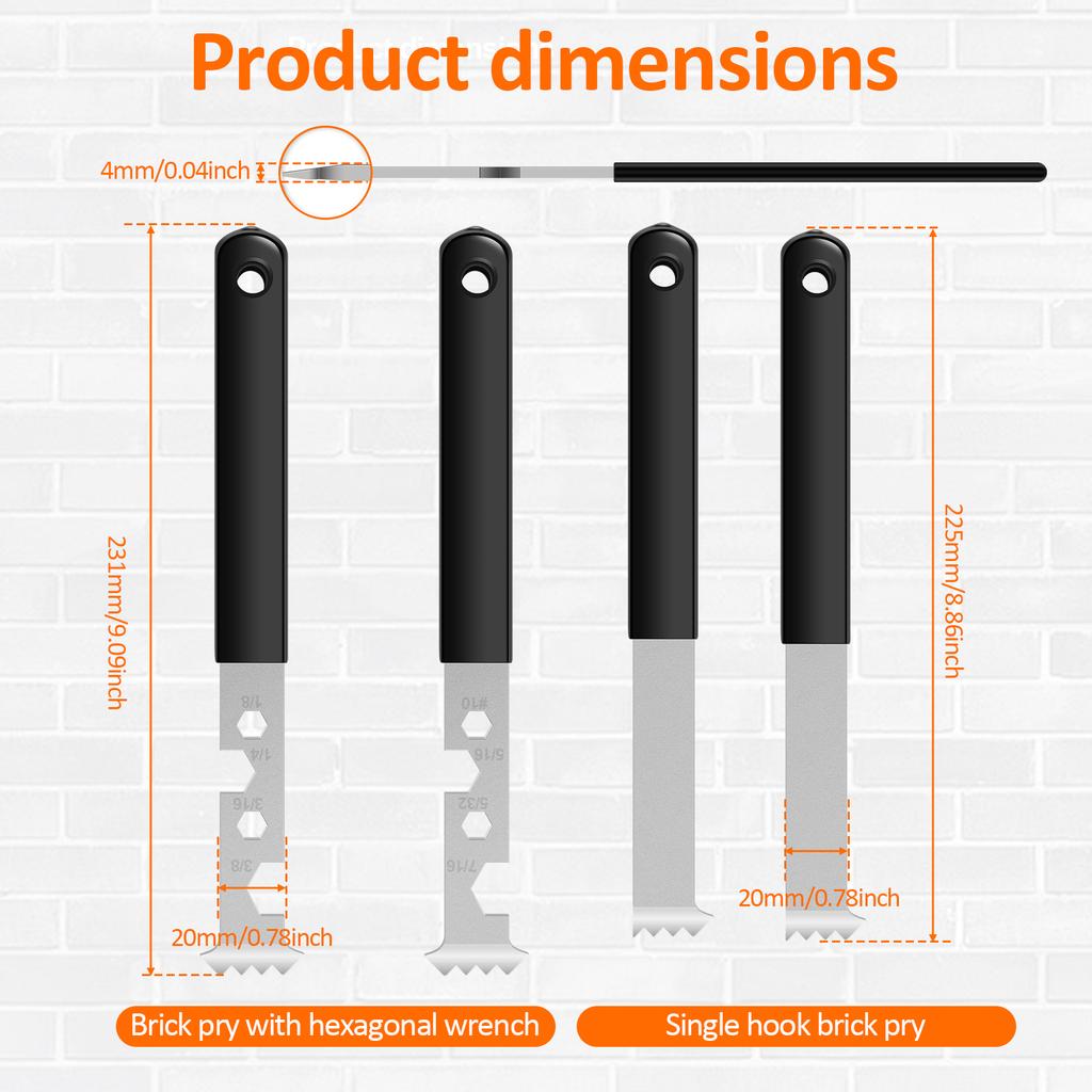 4 шт. Стальной инструмент для удаления брусчатки Высокая твердость Инструмент для вытаскивания брусчатки с нескользящей ручкой Экономия труда Лом для тротуарной плитки для кирпича
