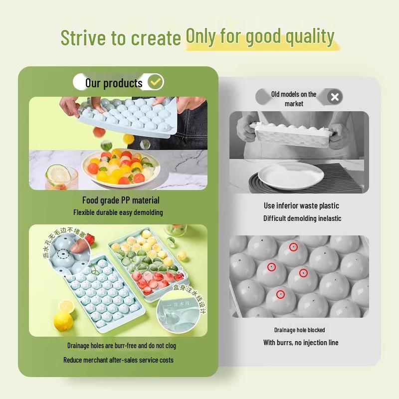 Формы для сферических кубиков льда пищевого класса с крышками - Креативные домашние лотки для льда для морозильной камеры