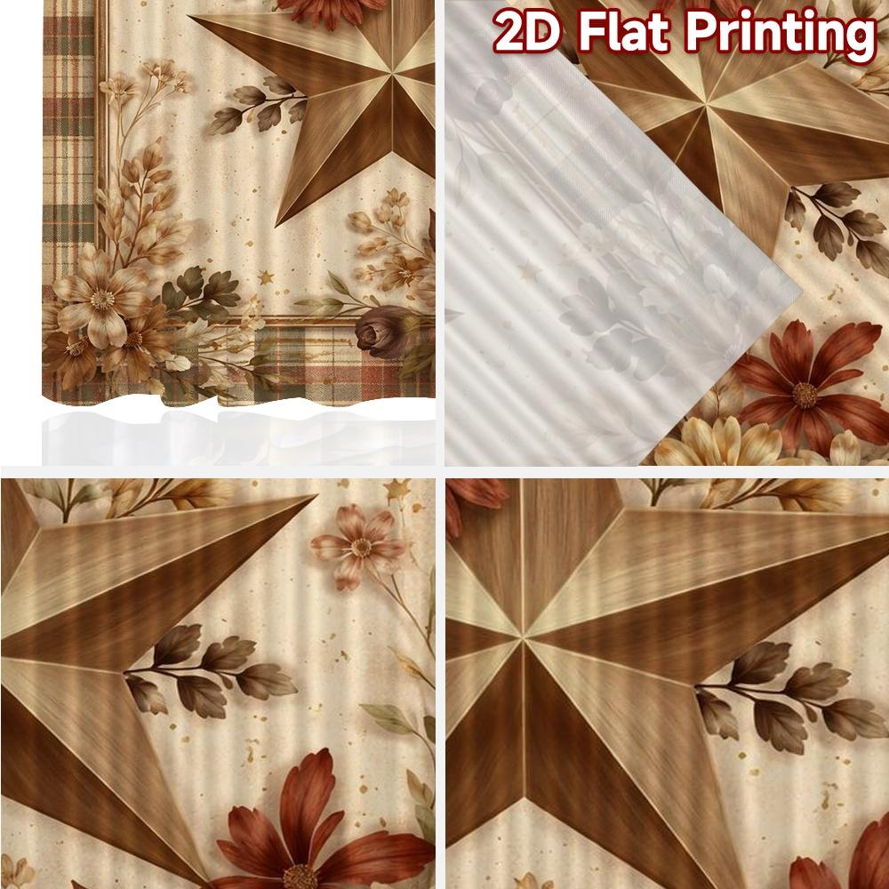 2D FLAT PRINTING 2pcs Curtains (Without Rod) Thanksgiving Autumn Floral Star Popular Creative Curtains Durable 100% Polyester