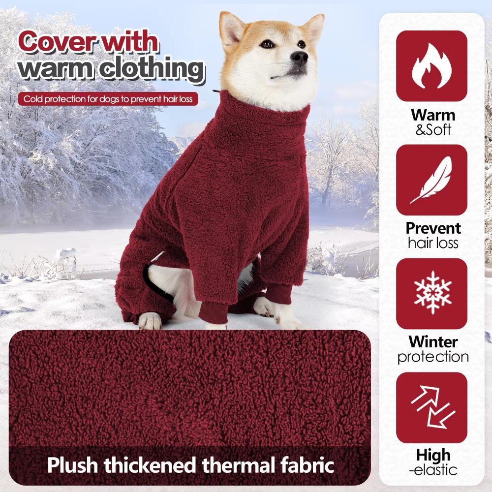 Windproof Warm Dog Pajamas Thickened Dog Pullover Practical Dog Fleece Coat Garden
