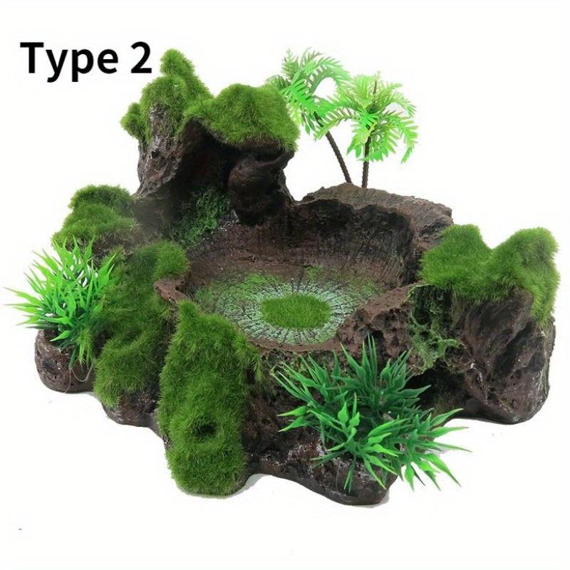 Тарелка для кормления из смолы в стиле джунглей, украшение для домашних животных, миска для кормления рептилий, бассейн с водой