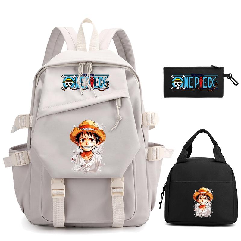 3 шт./компл., цельный нейлоновый рюкзак в стиле аниме с сумкой для обеда для девочек и мальчиков, школьный рюкзак для мужчин и женщин, дорожная сумка для отдыха