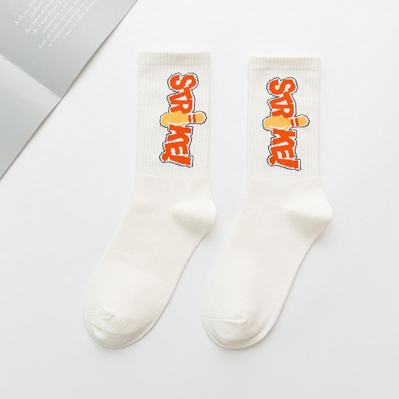 Korean Style Fashion Harajuku Street Hip Hop Socks Unisex Fun Men's Socks Happy Skateboard Chinese Character Letter Ladies Socks