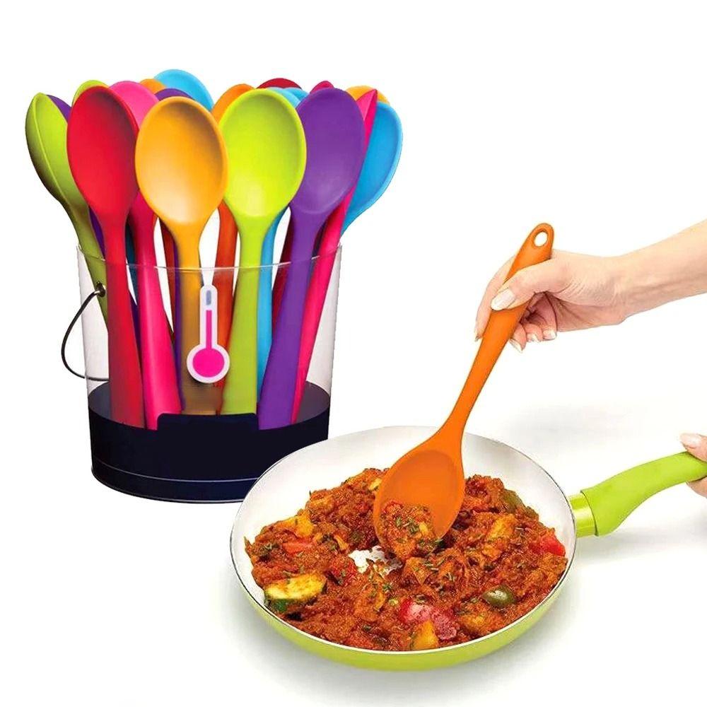 Heat Resistant Mixing Spoons Non-stick Spoon Stirring Spoon Silicone Spoon  Kitchen Supplies