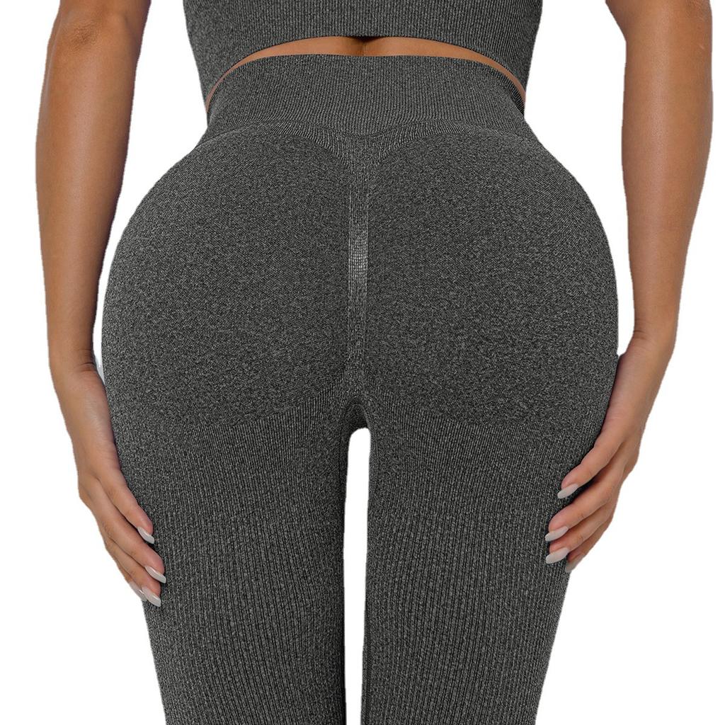 Fashion Casual Comfort Versatile Seamless Knit Threaded Moisture Wicking Yoga Pants Sports Fitness Pants Sexy Peach Butt Tight Bottoms