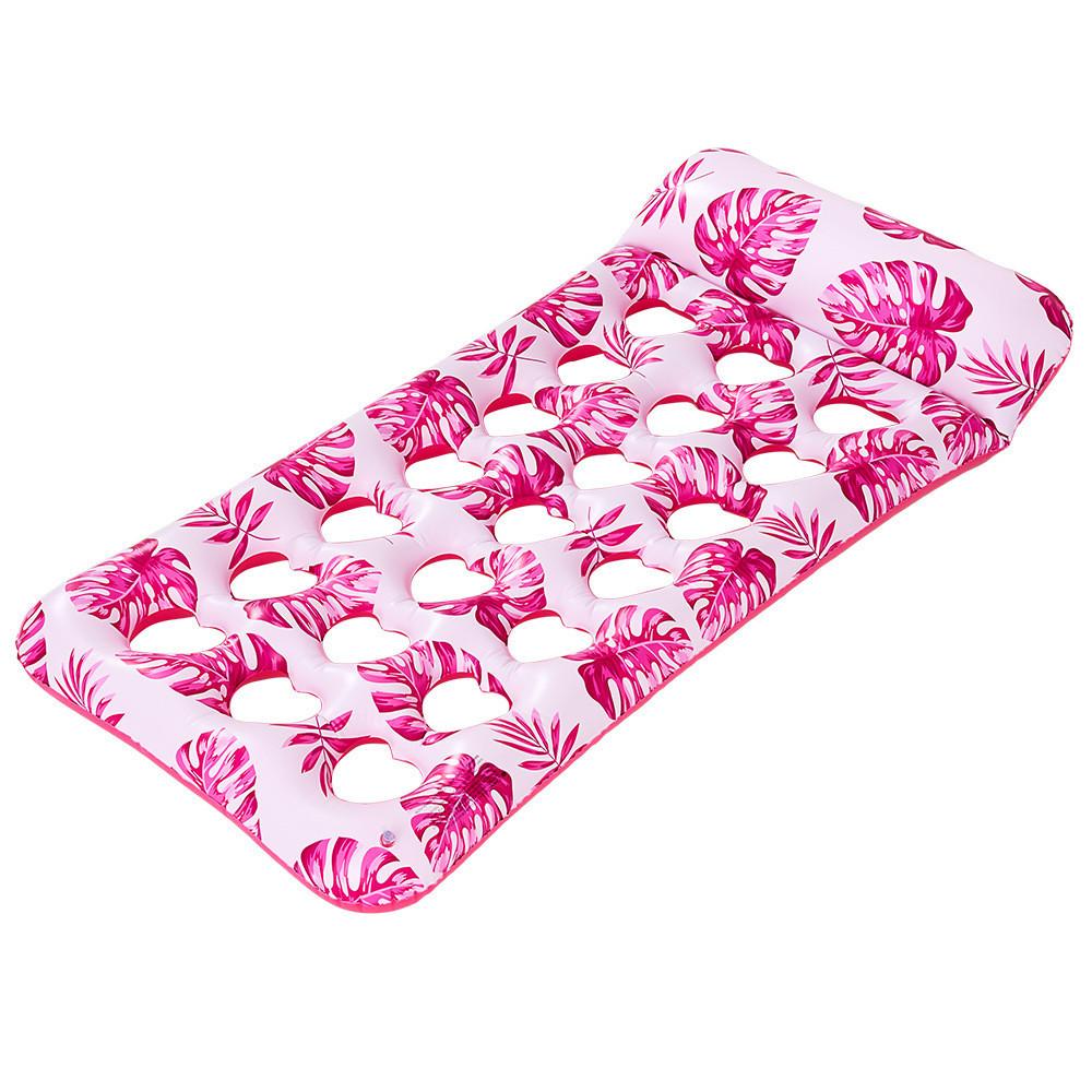 Экологичный ПВХ Сяо Лу Трансграничный Ins Надувной Водный Плавучий Круг Взрослый Кленовый Лист Водный Шезлонг Утолщенная Плавучая Кровать Водная Вечеринка Синий