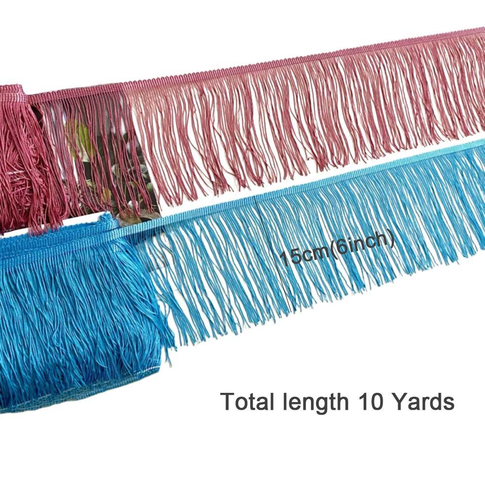 10 Yards 6 Inches Fringe Trim Polyester DIY Craft Accessories Lace Trim Ribbon Solid color Tassel Trim Lamp Shade