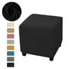 Polar Fleece Ottoman Stool Covers Elastic Thicken Square Footrest Slipcovers Dustproof Stool Covers Living Room Stool Protector
