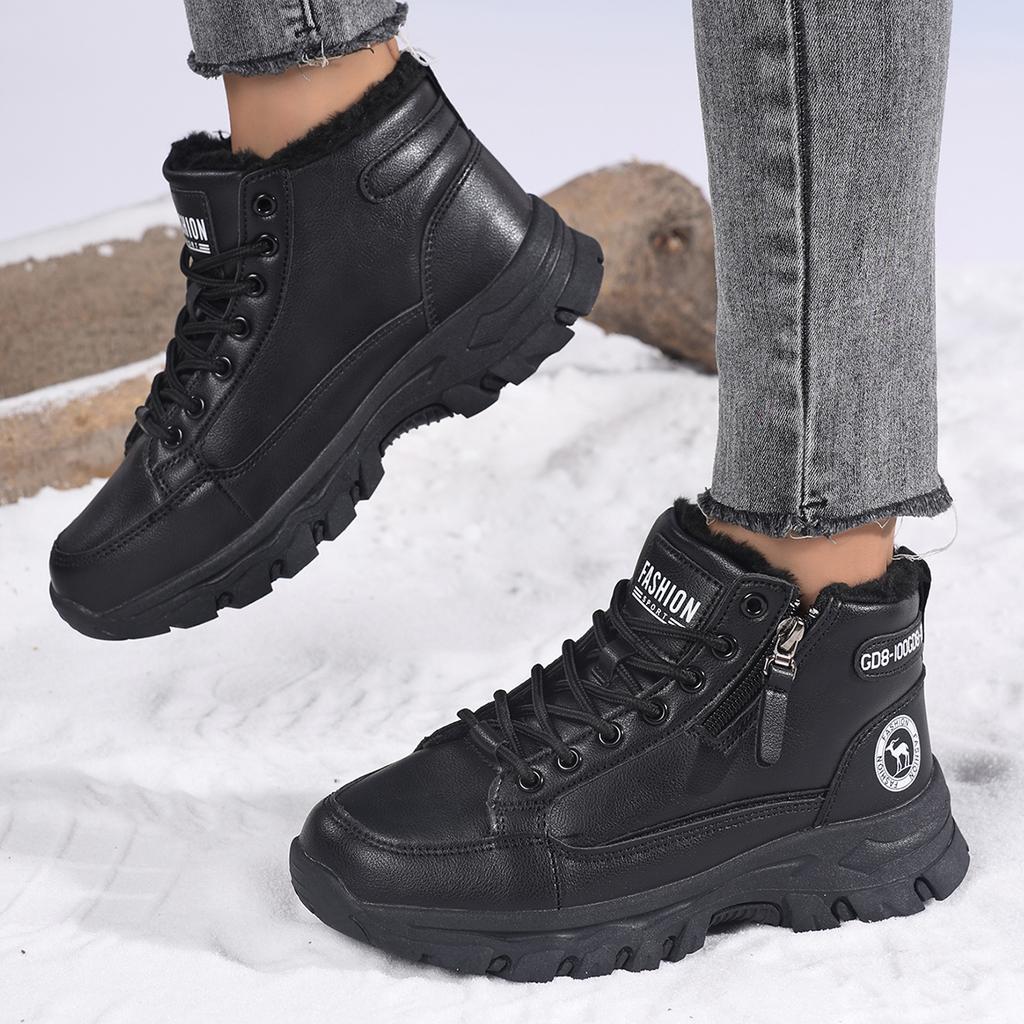 TUINANLE Теплые и удобные женские зимние сапоги для снега с боковой молнией и флисовой подкладкой, плюшевая обувь