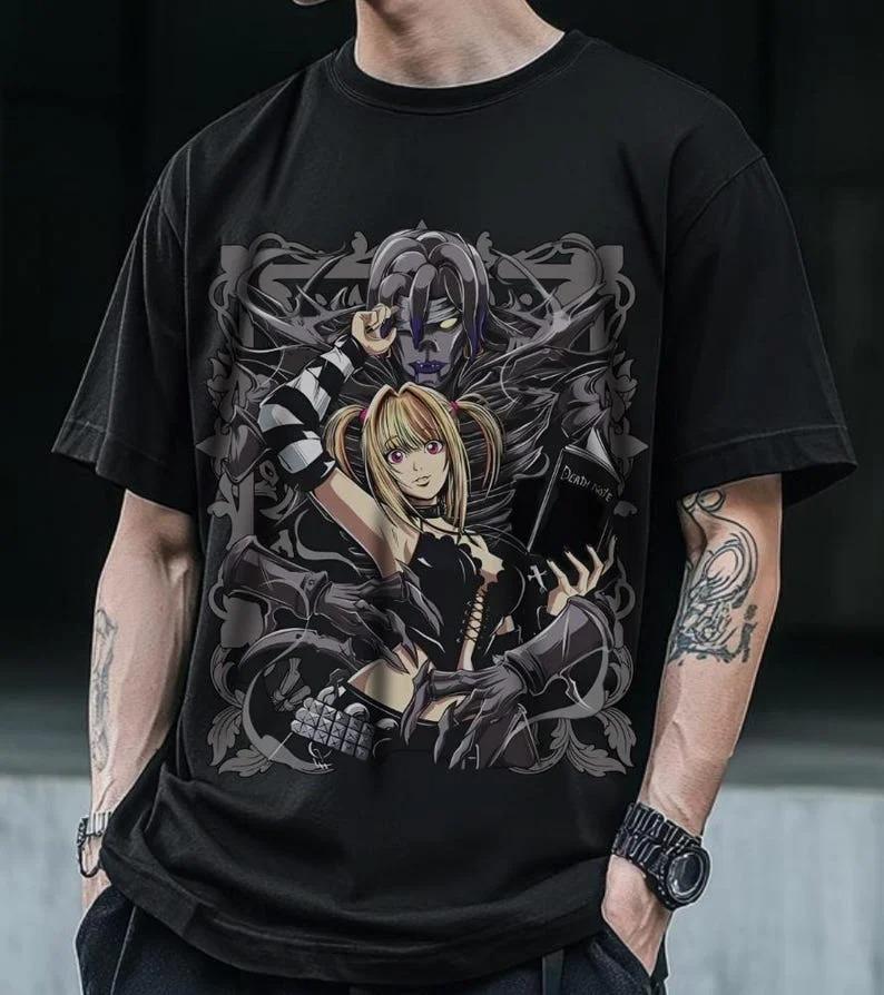 2026 Summer Popular Anime Death Note Oversized TShirt Misa Aunisexe Gothic Skull Heart Art Print Casual Tee For Unisex Unisex