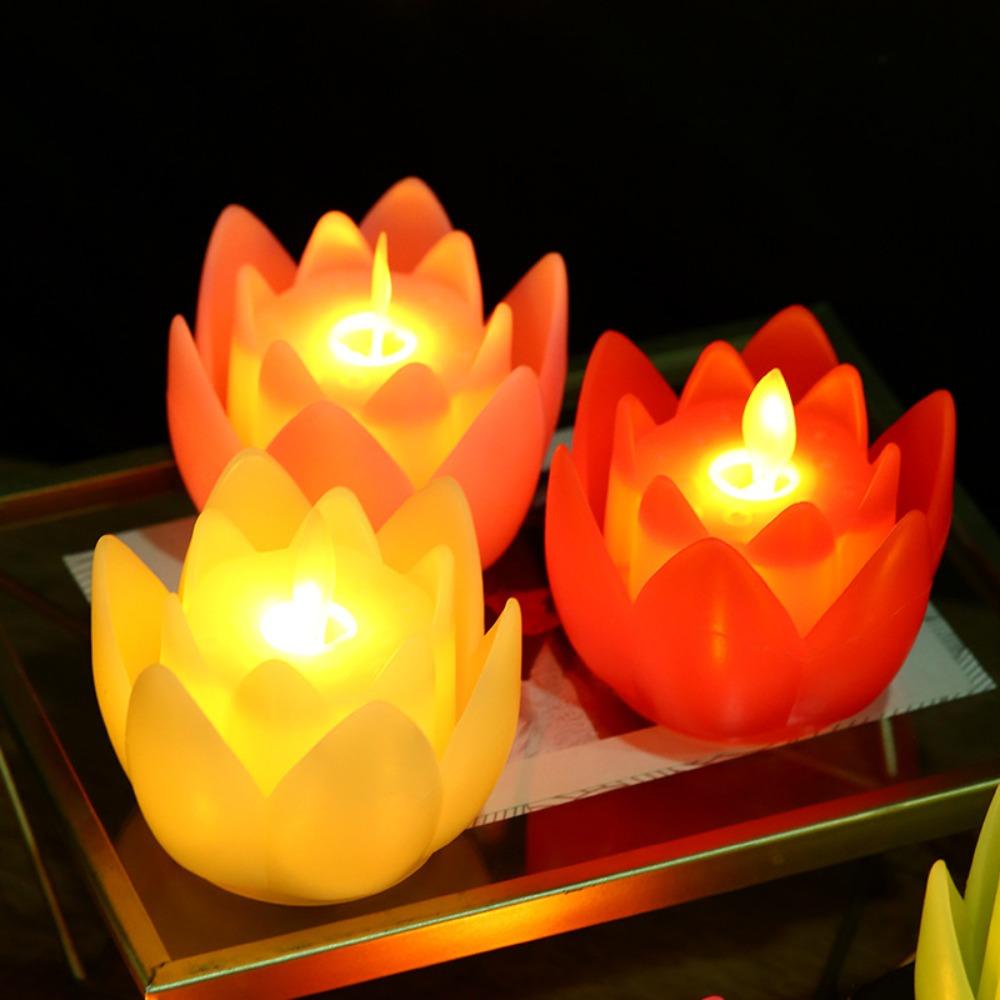Landscape Lights Temple Wishing Lamp Lotus Candle Lamp Buddhist Hall Lanterns Led Electronic Lamp