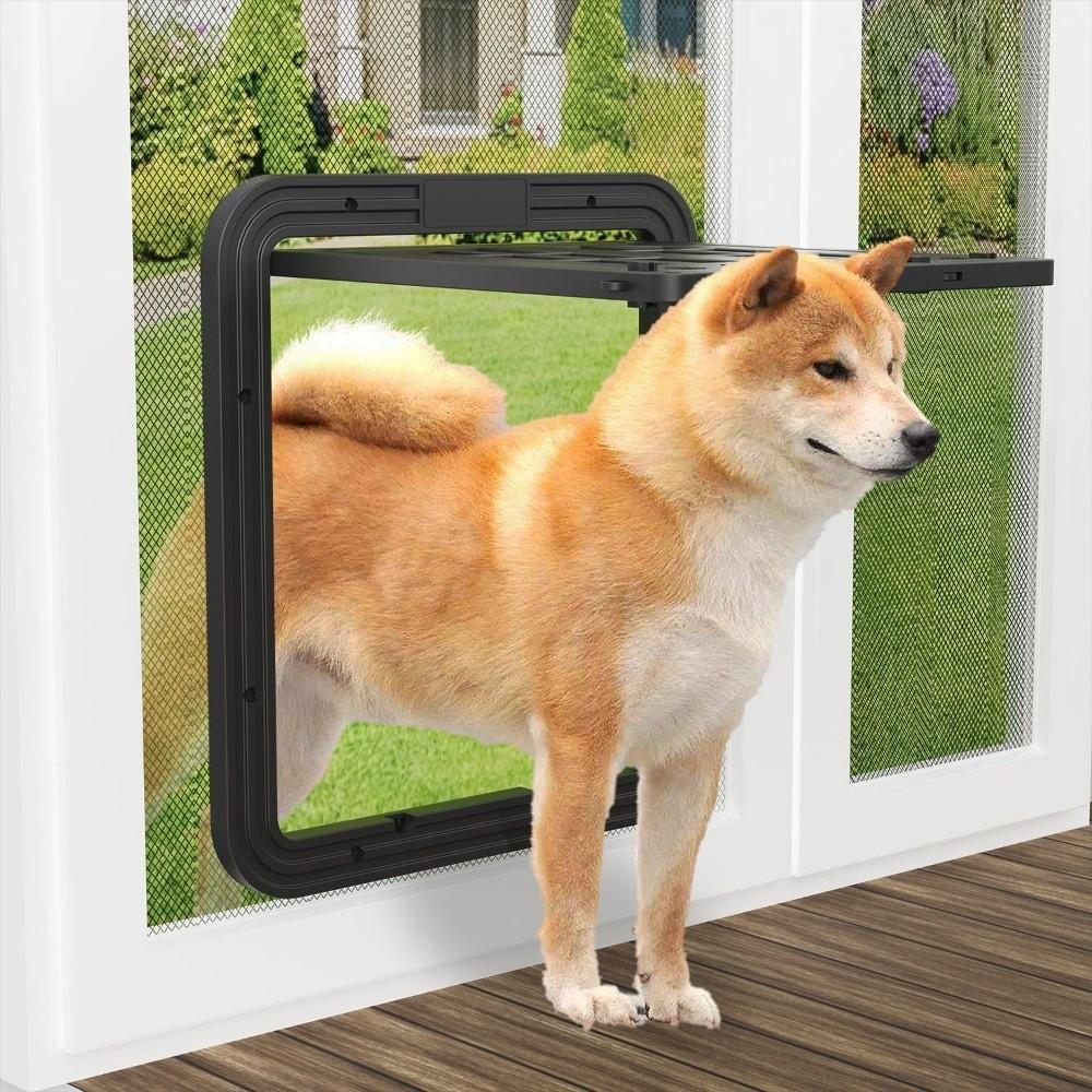 Self-Closing Pet Lockable Screen Door Reinforced Cat Door Hole Dog Screen Door House Accessories