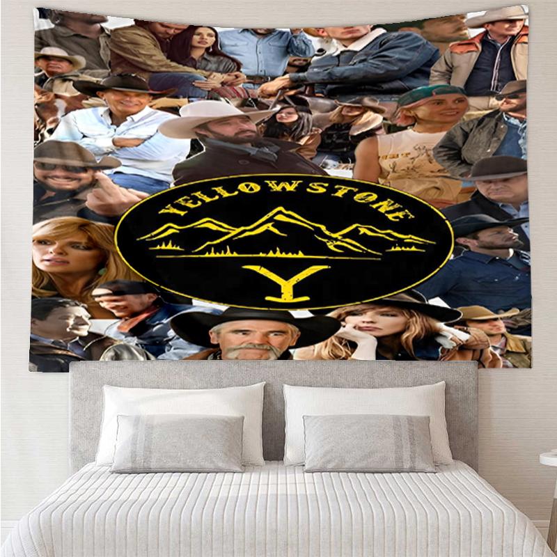 Yellowstone Print Tapestry, Backdrop, Easy Setup, Ideal for Bedroom, Office & Living Room, with Aesthetic Wall Hanging Decor.