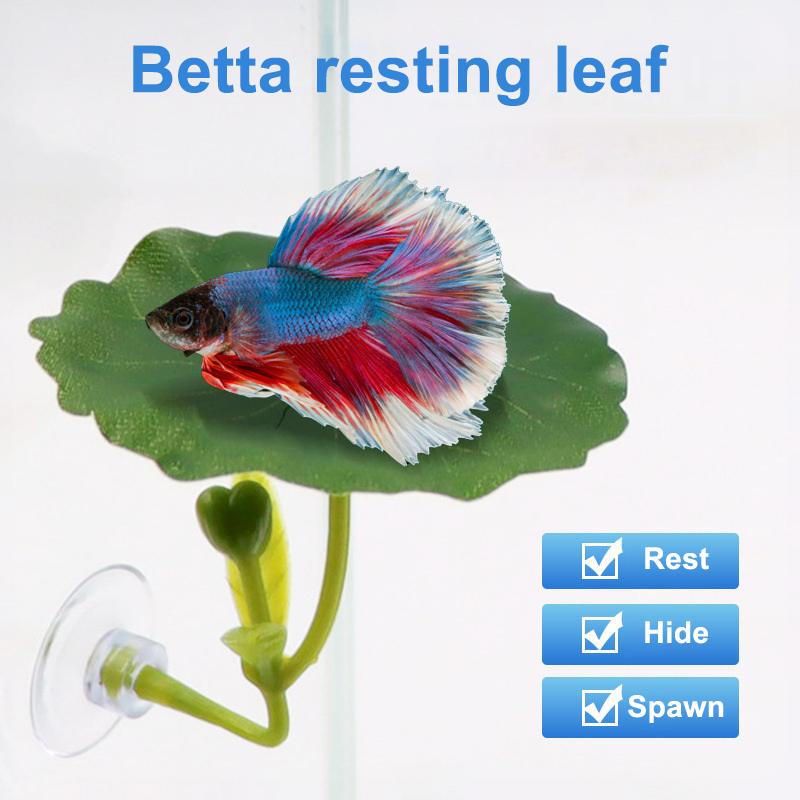 1 Pc Green Leaf Hammock For Betta Fish Stress-Reducing Aquarium-Safe Decor With Suction Cup For Fish Tank Fake Plants Decoration
