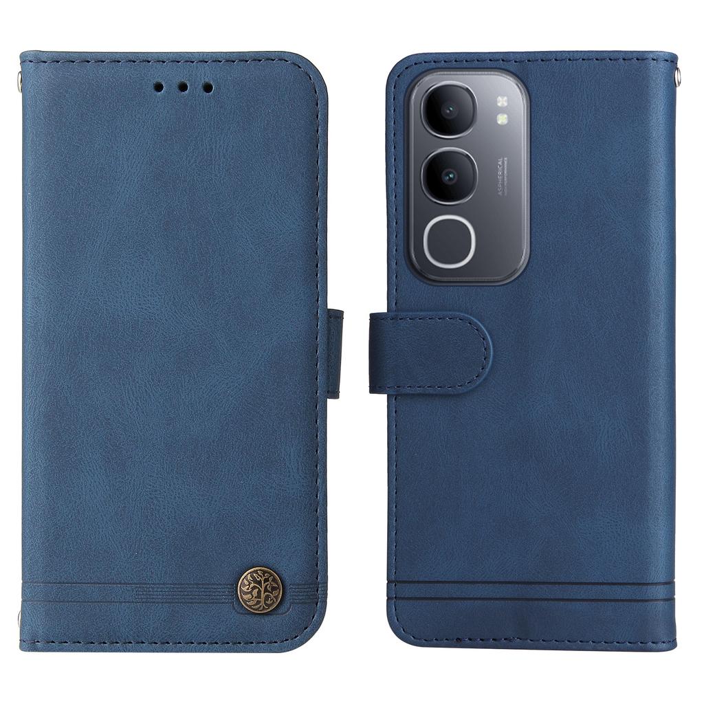 For vivo Y50 Leather Wallet Cases Skin Touch Phone Cover Stand with Strap