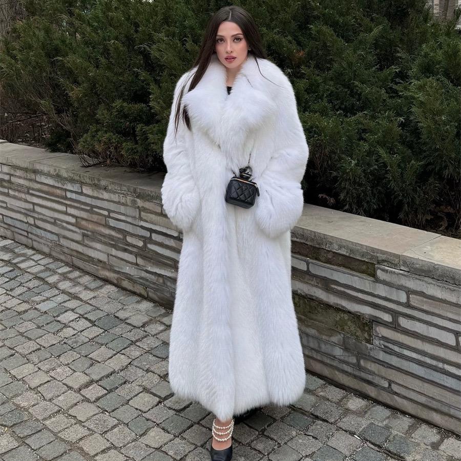 Длинные пальто Женские куртки из искусственного меха Y2k Уличная одежда Пальто с отложным воротником Толстая теплая куртка Элегантная рабочая верхняя одежда Осень Зима